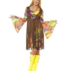 60s Hippie Kleid Mit Fransen & Trompetenärmel