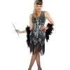 Charleston Frauenkostüm Mit Glitzer Schwarz