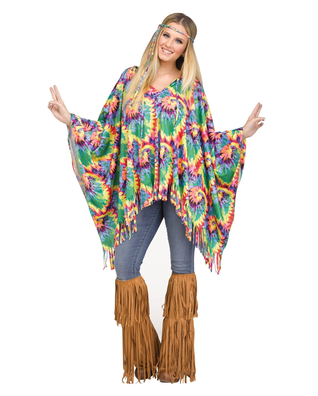 Poncho Mit Haarband Für Hippies – Bild 2