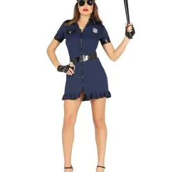 Schwarz-blaues Polizistin Kostüm