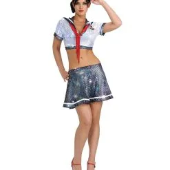 Sexy Glitzer Matrosin Kostüm