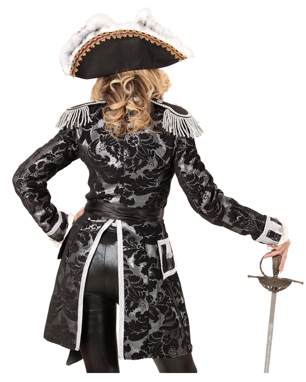 Silber-schwarzer Venezianischer Damenfrack – Bild 2