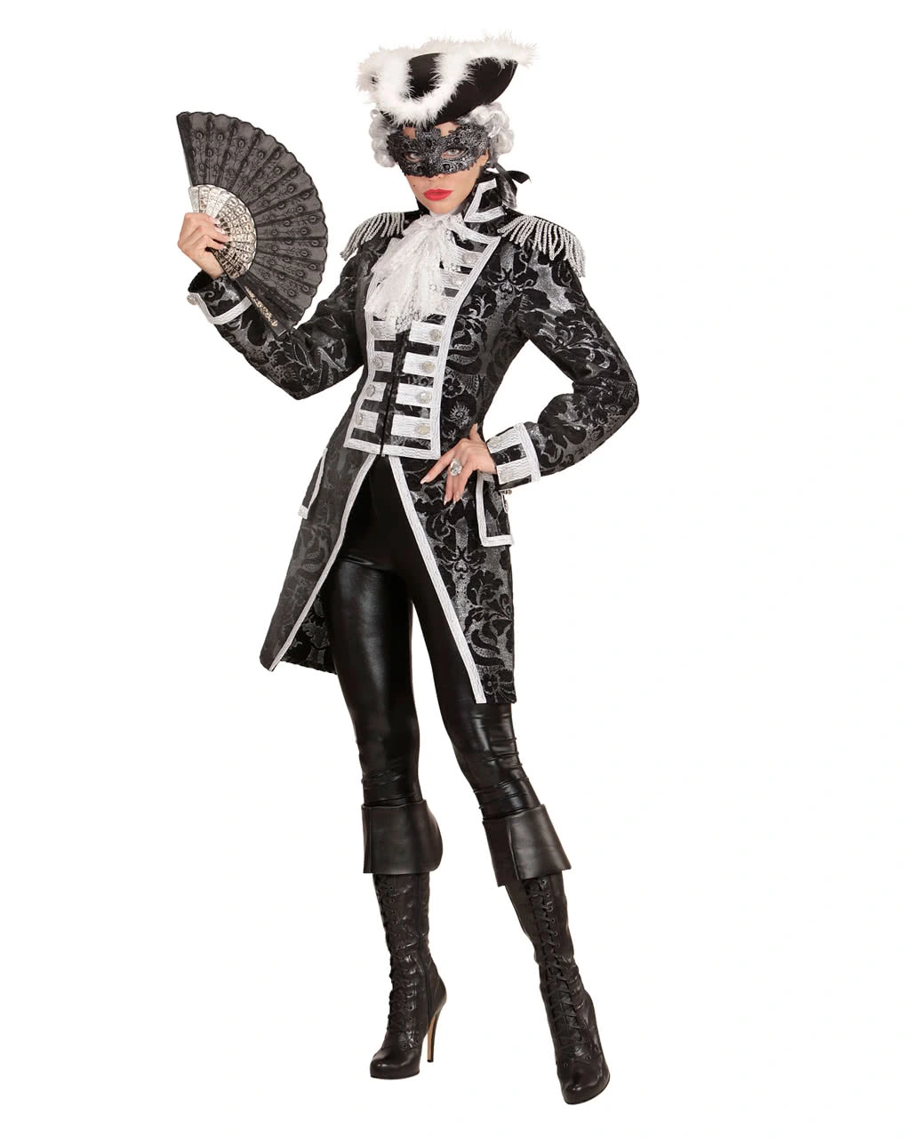 Silber-schwarzer Venezianischer Damenfrack – Bild 4